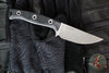 Microtech Akris Fixed Blade- Black G-10 Handle- Stonewash Plain Edge Blade- Dark Chocolate Leather Sheath 95-10BK-1