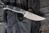Microtech Akris Fixed Blade- Black G-10 Handle- Stonewash Plain Edge Blade- Tan Kydex Sheath 95-10BK-6