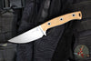 Microtech Akris Fixed Blade- Dark Earth G-10 Handle- Stonewash Plain Edge Blade- Dark Chocolate Leather Sheath 95-10DE-1