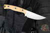 Microtech Akris Fixed Blade- Dark Earth G-10 Handle- Stonewash Plain Edge Blade- Dark Chocolate Leather Sheath 95-10DE-1