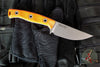 Microtech Akris Fixed Blade- Ember G-10 Handle- Stonewash Plain Edge Blade- Dark Chocolate Leather Sheath 95-10EM-1