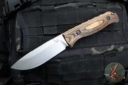 Benchmade Saddle Mountain Skinner Fixed Blade- Wood Scales- Stonewash Blade- Leather Sheath Hunt Model 15002