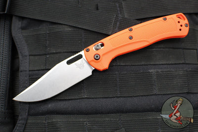 Benchmade Taggedout Axis Lock Folder- Orange Grivory Handle- Satin Finished Blade 15535