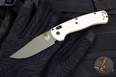 Benchmade Taggedout- Tan Grivory Handle- Green Cerakoted Elmax Steel Blade 15536GN-01