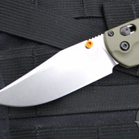 Benchmade Taggedout- OD Green G-10 Handle- Orange Backstrap And Thumbstud- Satin Finished Blade 15536