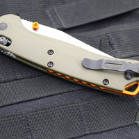 Benchmade Taggedout- OD Green G-10 Handle- Orange Backstrap And Thumbstud- Satin Finished Blade 15536
