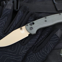 Benchmade Taggedout- Deep Olive Green Grivory Handle- Tan Cerakoted Elmax Steel Blade 15536TN-02