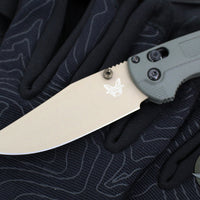 Benchmade Taggedout- Deep Olive Green Grivory Handle- Tan Cerakoted Elmax Steel Blade 15536TN-02