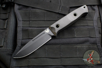 Benchmade Bushcrafter Fixed Blade- Carbon Fiber Scale- Black Blade- Black Kydex Sheath Model 163BK