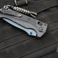 Benchmade 18060BT-01 Adira Axis Lock Folding Knife- Tempest Gray Polymer Handle- Magnacut Cerakoted Titanium Blue Finished Blade 18060BT-01