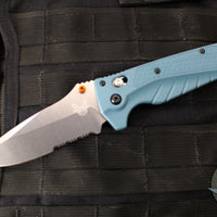 Benchmade Adira Axis Lock Folding Knife- Depth Blue Polymer Handle- Magnacut Stonewash Serrated Blade 18060S