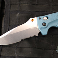 Benchmade Adira Axis Lock Folding Knife- Depth Blue Polymer Handle- Magnacut Stonewash Serrated Blade 18060S