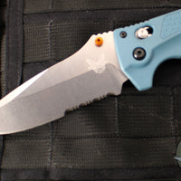 Benchmade Adira Axis Lock Folding Knife- Depth Blue Polymer Handle- Magnacut Stonewash Serrated Blade 18060S