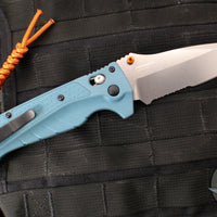 Benchmade Adira Axis Lock Folding Knife- Depth Blue Polymer Handle- Magnacut Stonewash Serrated Blade 18060S
