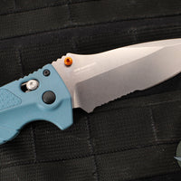 Benchmade Adira Axis Lock Folding Knife- Depth Blue Polymer Handle- Magnacut Stonewash Serrated Blade 18060S