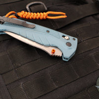 Benchmade Adira Axis Lock Folding Knife- Depth Blue Polymer Handle- Magnacut Stonewash Serrated Blade 18060S