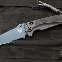 Benchmade 18060SBT-01 Adira Axis Lock Folding Knife- Tempest Gray Polymer Handle- Magnacut Cerakoted Titanium Blue Finished Serrated Blade 18060SBT-01
