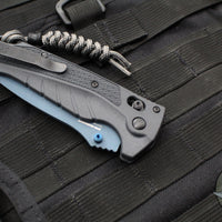 Benchmade 18060SBT-01 Adira Axis Lock Folding Knife- Tempest Gray Polymer Handle- Magnacut Cerakoted Titanium Blue Finished Serrated Blade 18060SBT-01