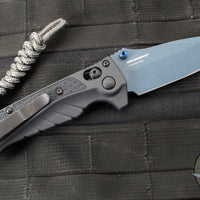 Benchmade MINI Adira Axis Lock Folding Knife- Tempest Gray Grivory Handle- Blue Titanium Finished Magnacut Blade 18065BT-01