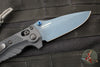 Benchmade MINI Adira Axis Lock Folding Knife- Tempest Gray Grivory Handle- Blue Titanium Finished Magnacut Blade 18065BT-01