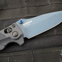 Benchmade MINI Adira Axis Lock Folding Knife- Tempest Gray Grivory Handle- Blue Titanium Finished Magnacut Blade 18065BT-01