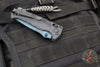 Benchmade MINI Adira Axis Lock Folding Knife- Tempest Gray Grivory Handle- Blue Titanium Finished Magnacut Blade 18065BT-01