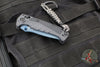 Benchmade MINI Adira Axis Lock Folding Knife- Tempest Gray Grivory Handle- Blue Titanium Finished Magnacut Blade 18065BT-01