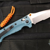 Benchmade 18065S Adira Axis Lock Folding Knife- MINI- Depth Blue Polymer Handle- Magnacut Stonewash Serrated Blade 18065S