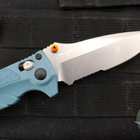 Benchmade 18065S Adira Axis Lock Folding Knife- MINI- Depth Blue Polymer Handle- Magnacut Stonewash Serrated Blade 18065S