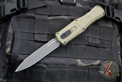 Benchmade Claymore OTF Auto Knife- Double Edge- Green Body- Gray Plain Edge Blade 3370GY-1 FIRST PRODUCTION