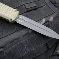 Benchmade Claymore OTF Auto Knife- Double Edge- Green Body- Gray Plain Edge Blade 3370GY-1 FIRST PRODUCTION