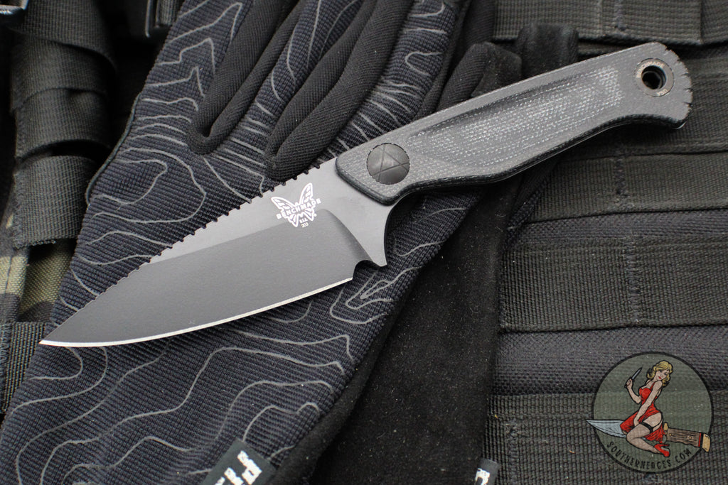 Benchmade Dacian Fixed Blade- Black Micarta Handle Scale- Black Cerakoted Blade 203BK-02