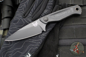 Benchmade Dacian Fixed Blade- Black Micarta Handle Scale- Black Cerakoted Blade 203BK-02