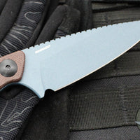 Benchmade Dacian Fixed Blade- Brown Micarta Handle Scale- Blue Titanium Cerakoted Blade  203BT-03