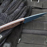 Benchmade Dacian Fixed Blade- Brown Micarta Handle Scale- Blue Titanium Cerakoted Blade  203BT-03