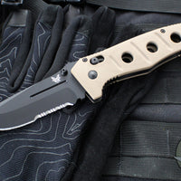 Benchmade Adamas- Tan Handle- Black Part Serrated Blade 275SBKSN