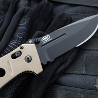 Benchmade Adamas- Tan Handle- Black Part Serrated Blade 275SBKSN
