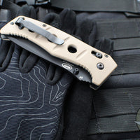 Benchmade Adamas- Tan Handle- Black Part Serrated Blade 275SBKSN