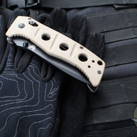 Benchmade Adamas- Tan Handle- Black Part Serrated Blade 275SBKSN