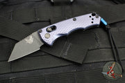 Benchmade Partial Immunity OTS Auto- Wharncliffe Edge- Crater Blue Aluminum Handle- Black Plain Edge Blade- 2950BK