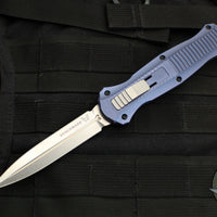 Benchmade Infidel OTF Knife- Serial Number 504/1000- Double Edge- Crater Blue Handle- Stonewash Plain Edge 3300-2301