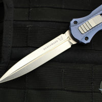 Benchmade Infidel OTF Knife- Serial Number 504/1000- Double Edge- Crater Blue Handle- Stonewash Plain Edge 3300-2301