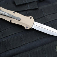 Benchmade Mini Infidel OTF Auto Knife- Double Edge- Flat Dark Earth Handle- Stonewash Plain Edge 3350-2303
