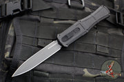 Benchmade Claymore OTF Auto Knife- Double Edge- Black Body- Gray Plain Edge Blade 3370GY