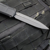Benchmade Claymore OTF Auto Knife- Double Edge- Black Body- Gray Plain Edge Blade 3370GY