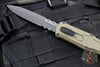 Benchmade Claymore OTF Auto Knife- Double Edge- Green Body- Gray Part Serrated Edge Blade 3370SGY-1