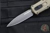 Benchmade Claymore OTF Auto Knife- Mini- Double Edge- Green Body- Smoke Gray PVD Finished Plain Edge Blade 3375GY-1