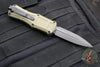 Benchmade Claymore OTF Auto Knife- Mini- Double Edge- Green Body- Smoke Gray PVD Finished Plain Edge Blade 3375GY-1