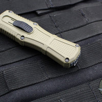 Benchmade Claymore OTF Auto Knife- Mini- Double Edge- Green Body- Smoke Gray PVD Finished Plain Edge Blade 3375GY-1