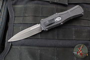 Benchmade Claymore OTF Auto Knife- Mini- Double Edge- Black Grivory Body- Smoke Gray PVD Finished Plain Edge Blade 3375GY